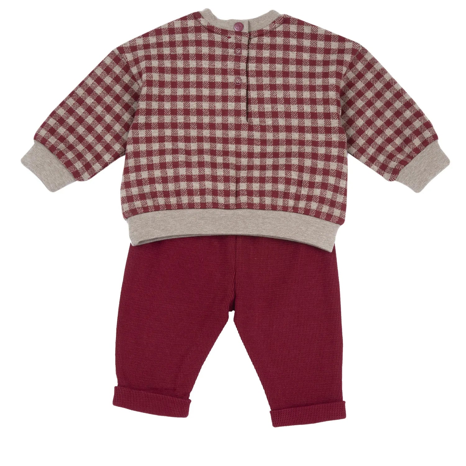 Boys Medium Red Checked Sweatshirt with Trouser