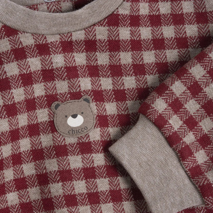 Boys Medium Red Checked Sweatshirt with Trouser