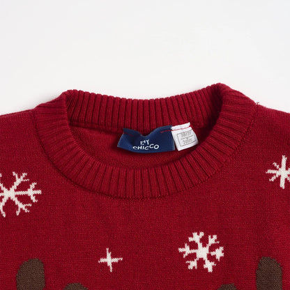 Boys Medium Red Printed Pullover