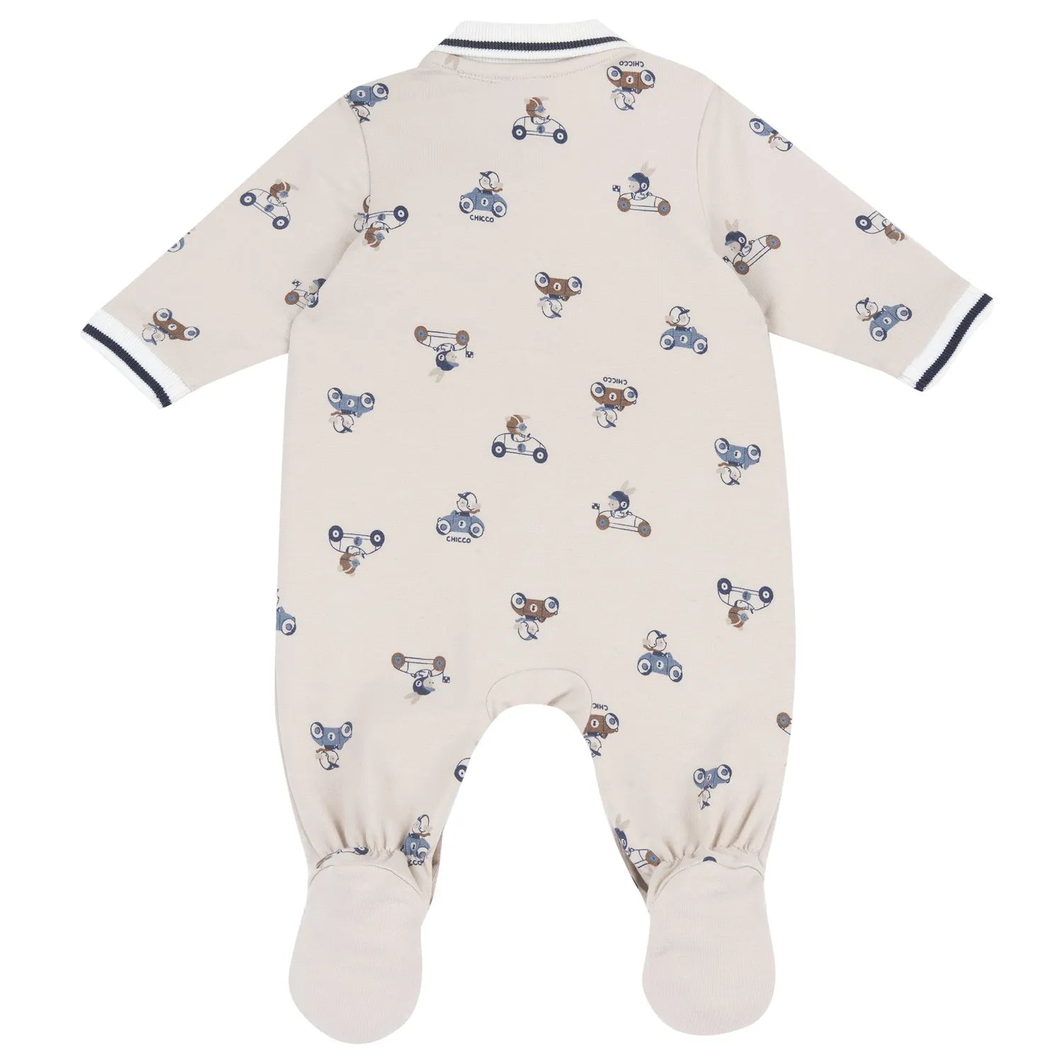 Boys Natural Printed Front Opening Babysuit