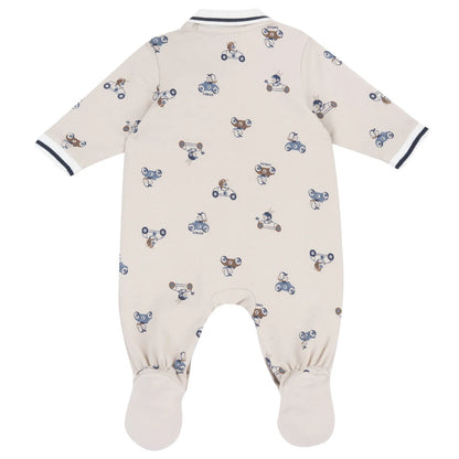Boys Natural Printed Front Opening Babysuit