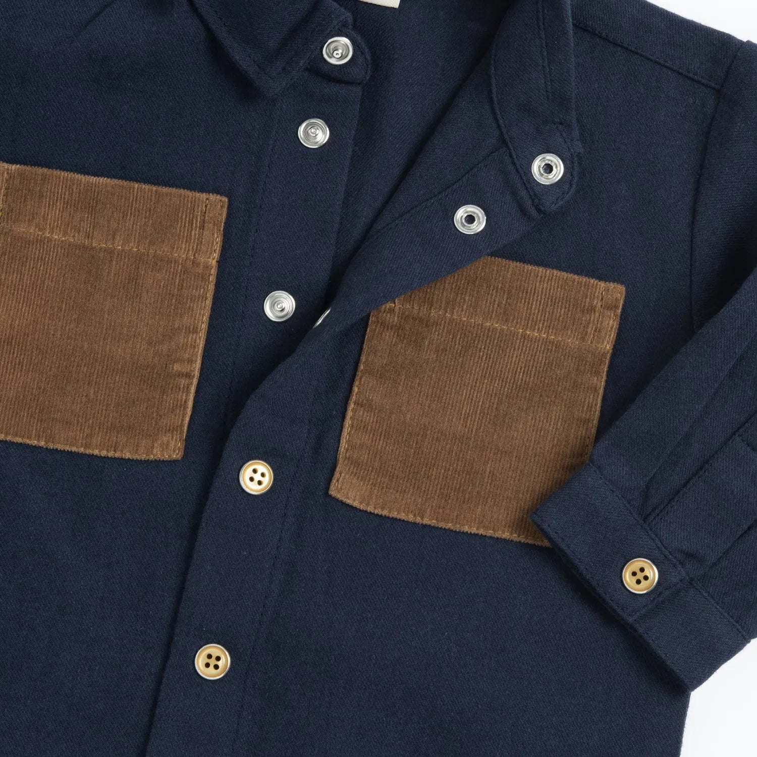 Boys Navy Blue Colorblocked Woven Shirt