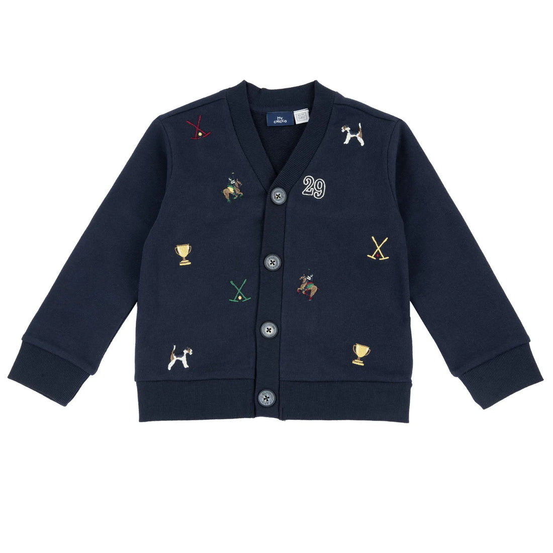 Boys Navy Blue Embroidered Cardigan