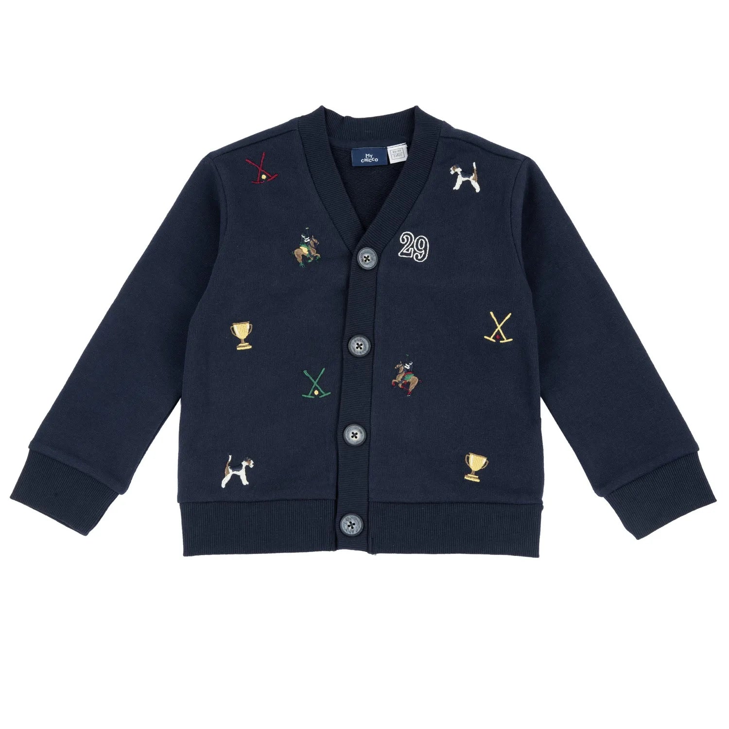 Boys Navy Blue Embroidered Cardigan