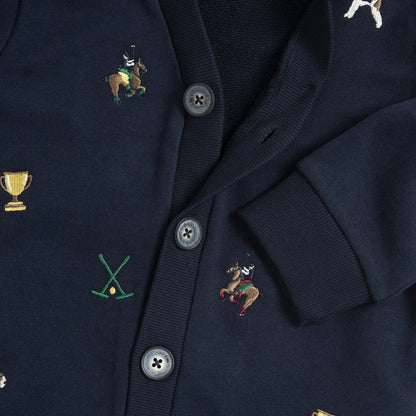 Boys Navy Blue Embroidered Cardigan
