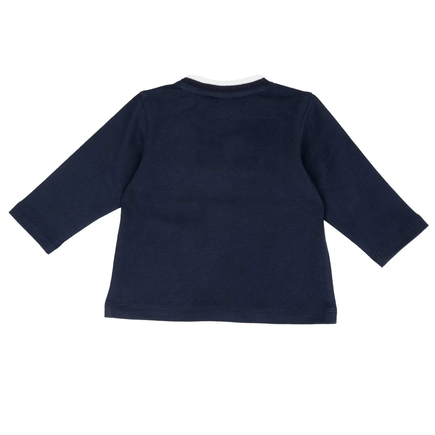 Boys Navy Blue Embroidered Round Neck T-shirt
