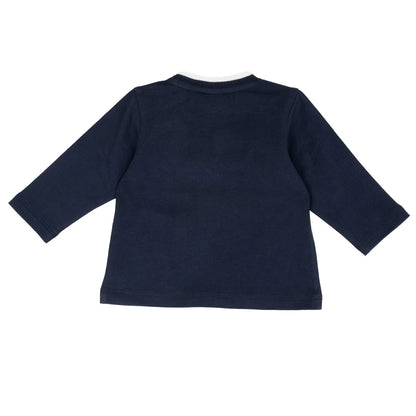 Boys Navy Blue Embroidered Round Neck T-shirt