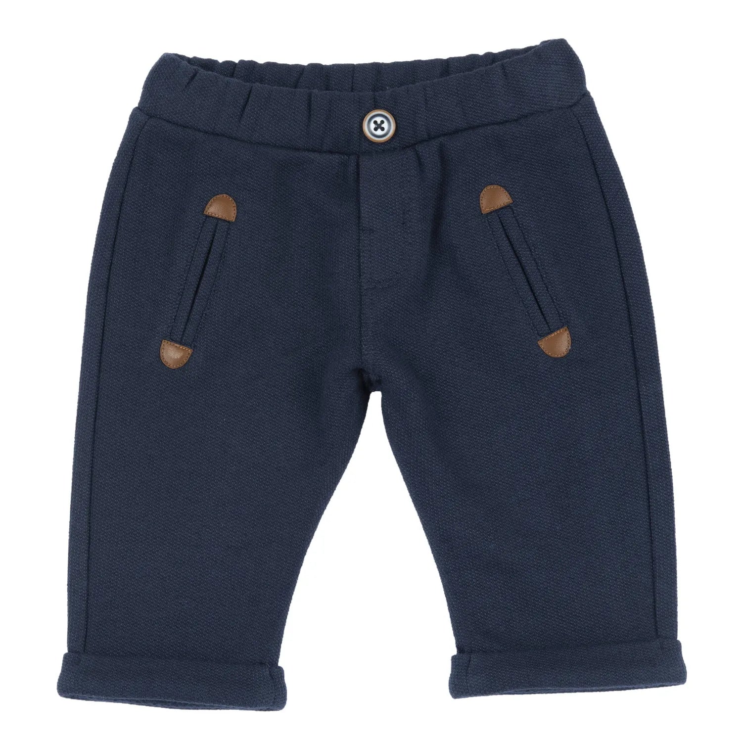 Boys Navy Blue Self Design Knitted Trouser