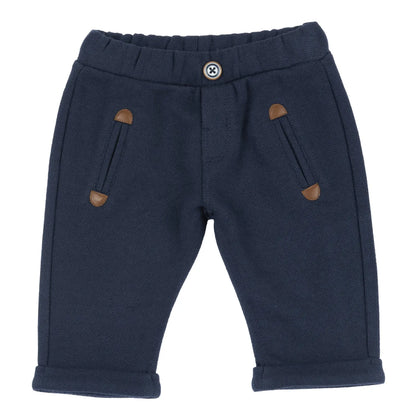 Boys Navy Blue Self Design Knitted Trouser