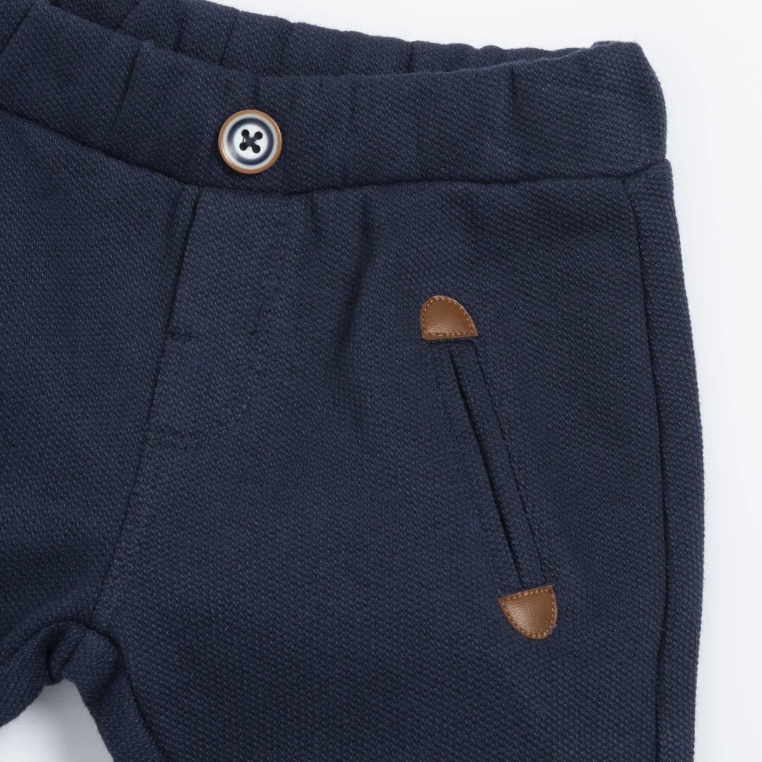 Boys Navy Blue Self Design Knitted Trouser