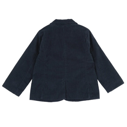 Boys Navy Blue Solid Corduroy Coat