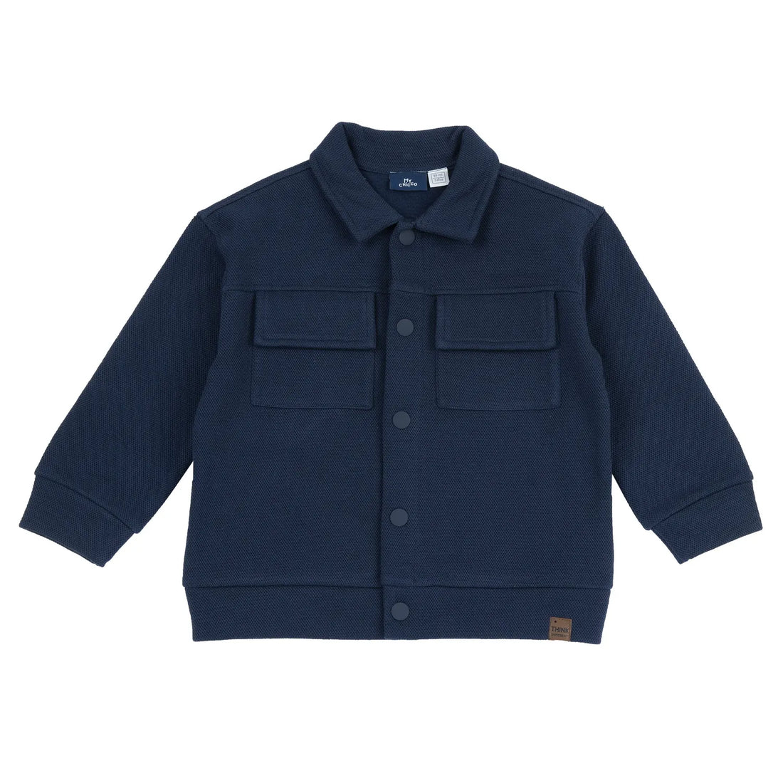 Boys Navy Blue Solid Jacket