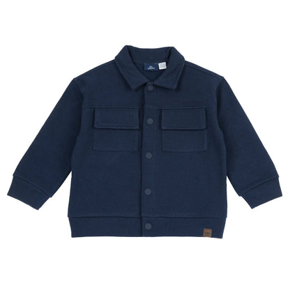 Boys Navy Blue Solid Jacket