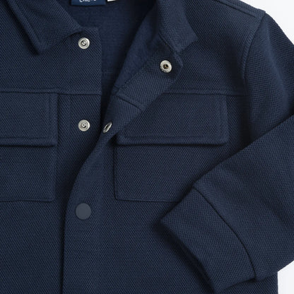 Boys Navy Blue Solid Jacket