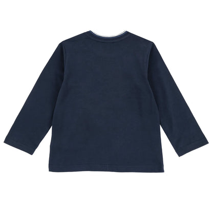 Boys Navy Embroidered Long Sleeve T-shirt