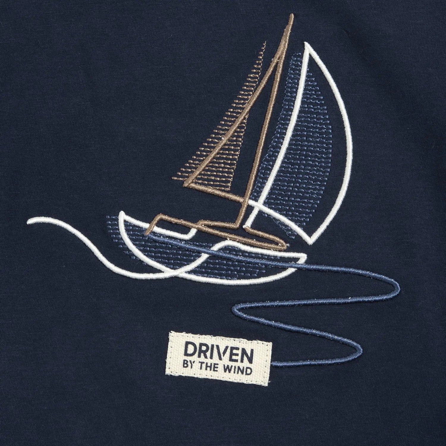 Boys Navy Embroidered Long Sleeve T-shirt