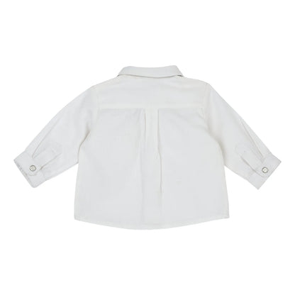 Boys Off White Solid Woven Shirt