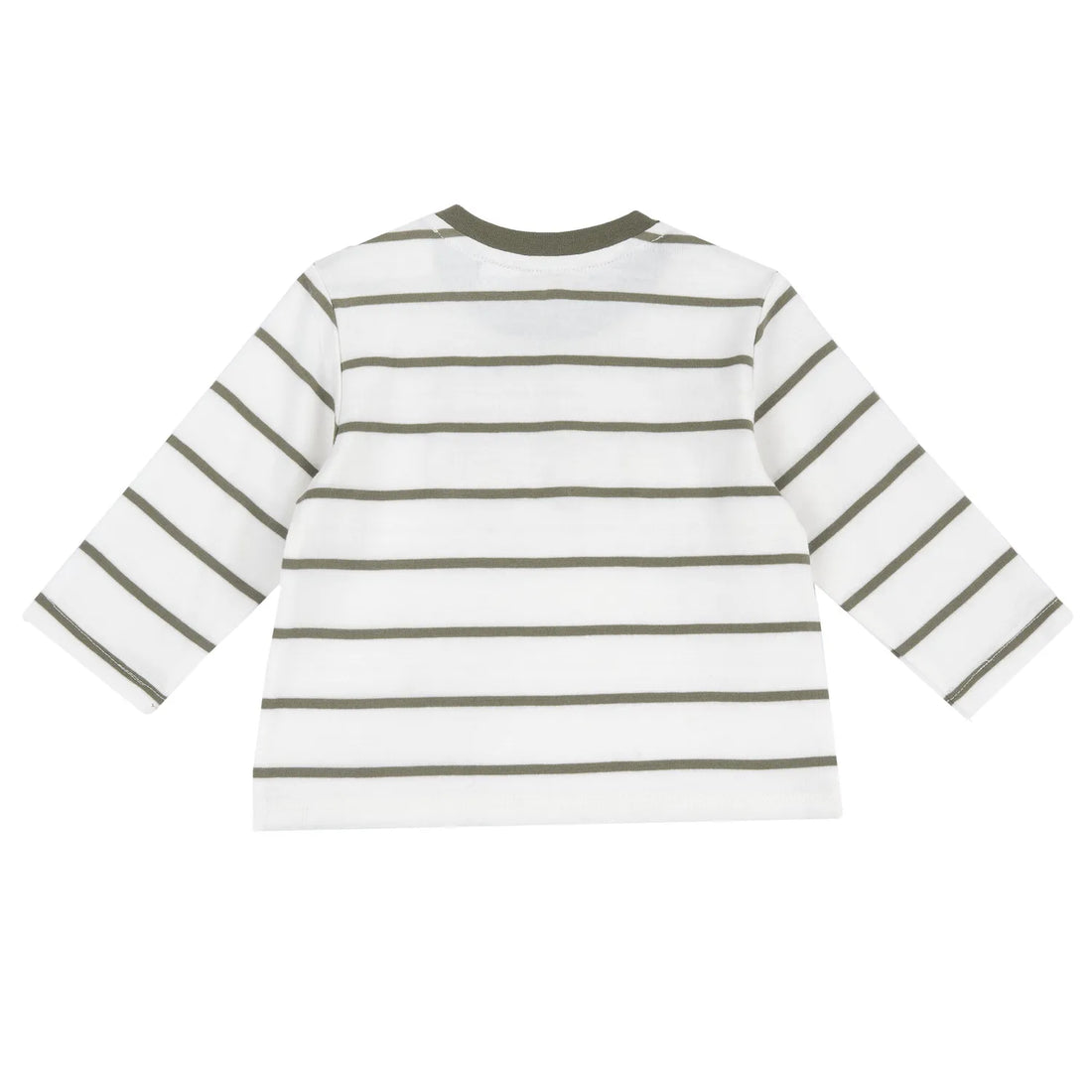 Boys White &amp; Green Striped Long Sleeve T-shirt