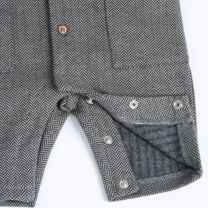 Boys White &amp; Grey Chevron Top with Dungaree
