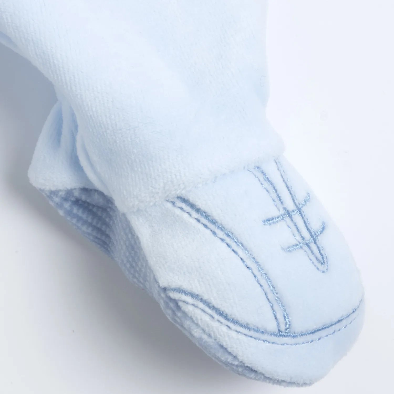 Boys White &amp; Light Blue Embroidered Smock with Legging