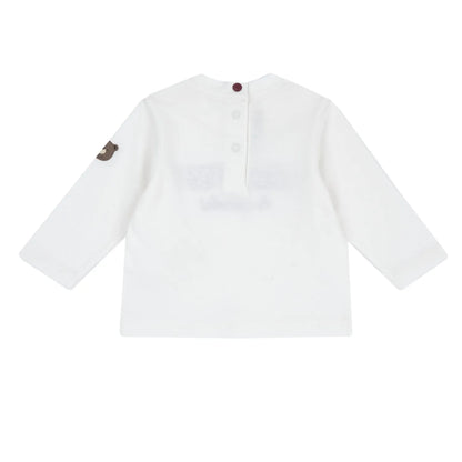 Boys White &amp; Maroon Embroidered Long Sleeve T-shirt