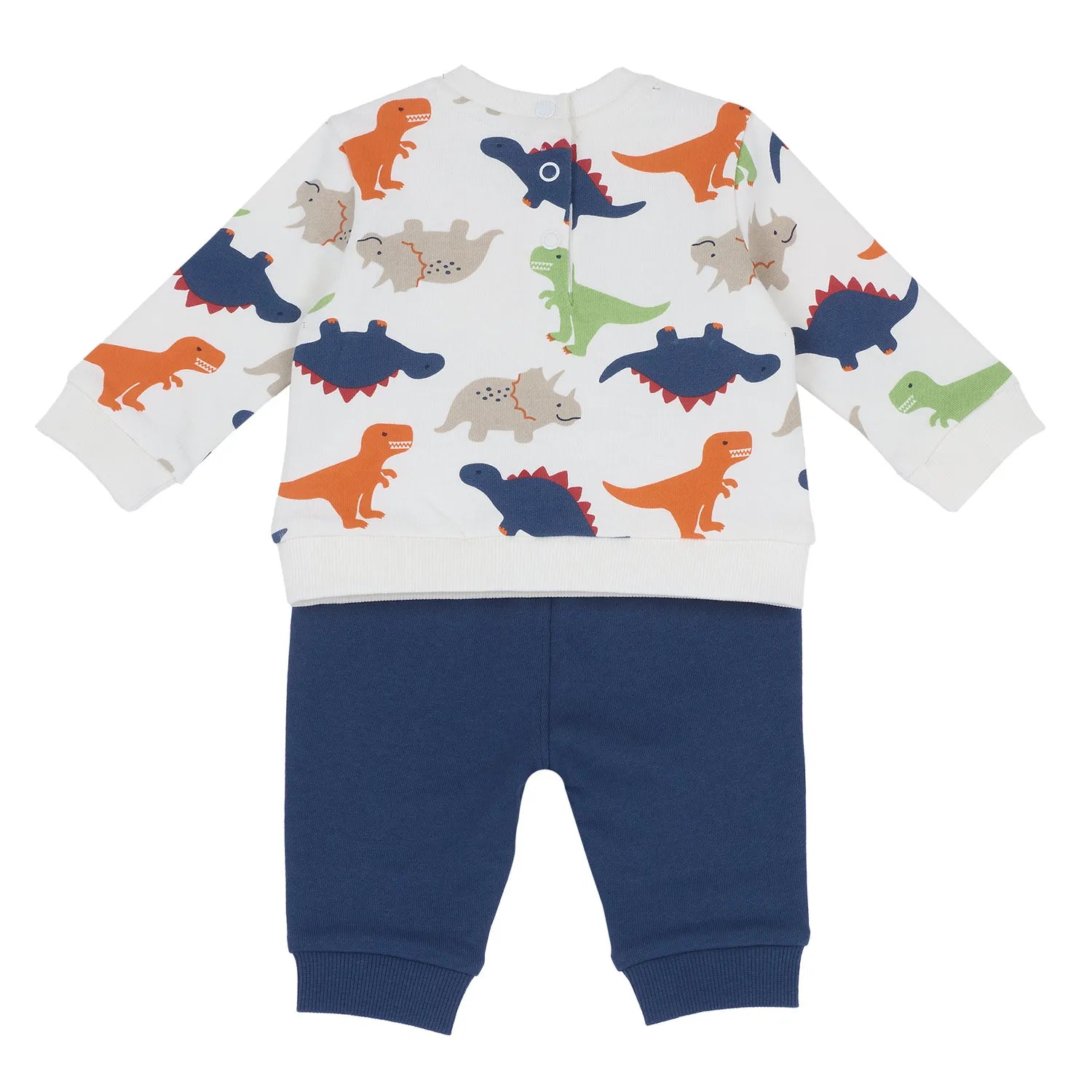 Boys White &amp; Navy Printed Fleece Sweatshirt with Joggers