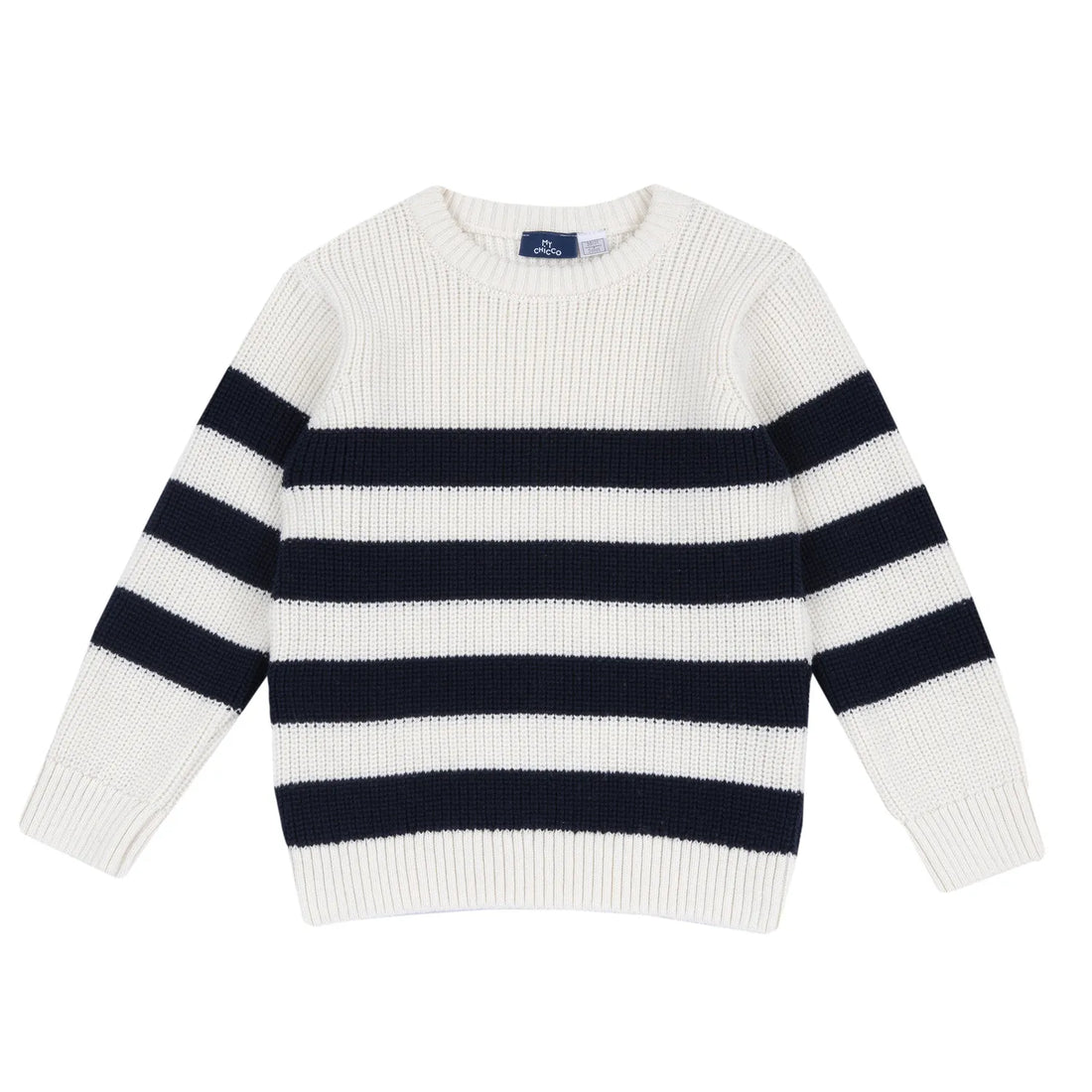 Boys White &amp; Navy Striped Pullover
