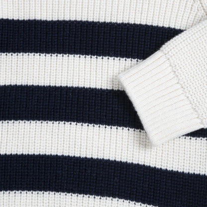 Boys White &amp; Navy Striped Pullover