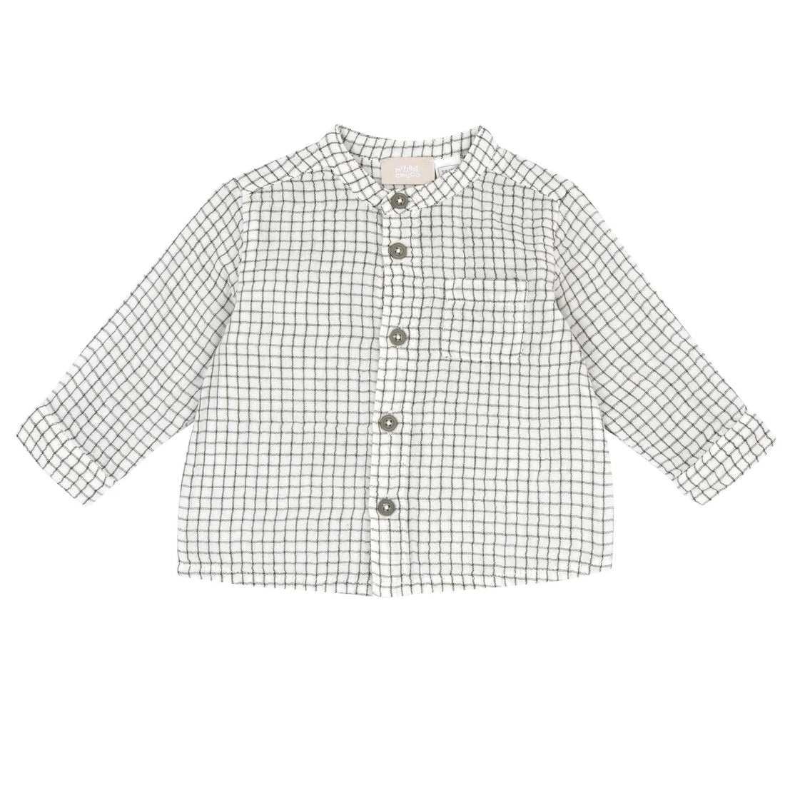 Boys White &amp; Olive Checked Long Sleeve Shirt