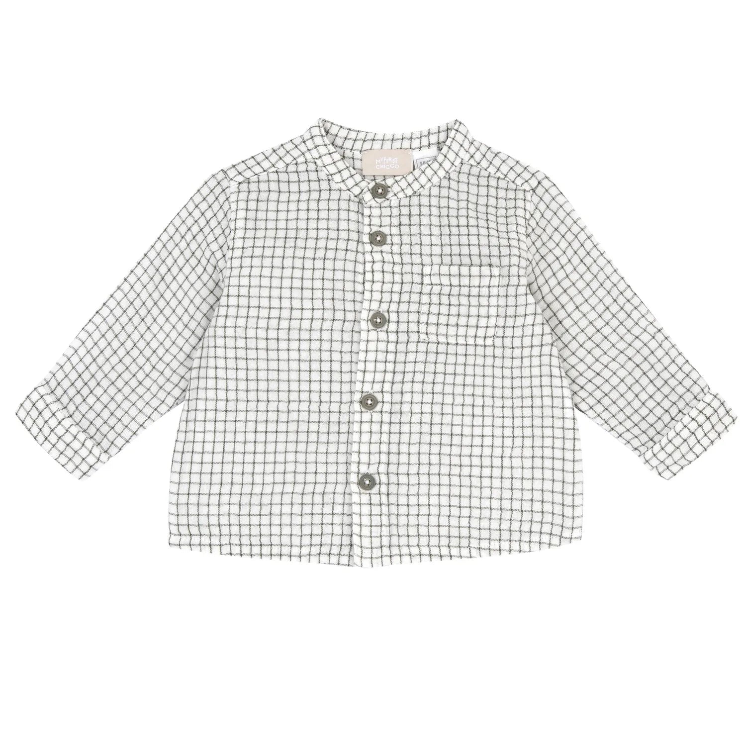 Boys White &amp; Olive Checked Long Sleeve Shirt