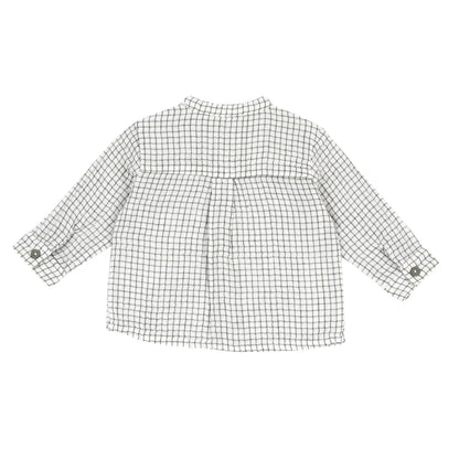 Boys White &amp; Olive Checked Long Sleeve Shirt