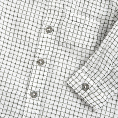 Boys White &amp; Olive Checked Long Sleeve Shirt