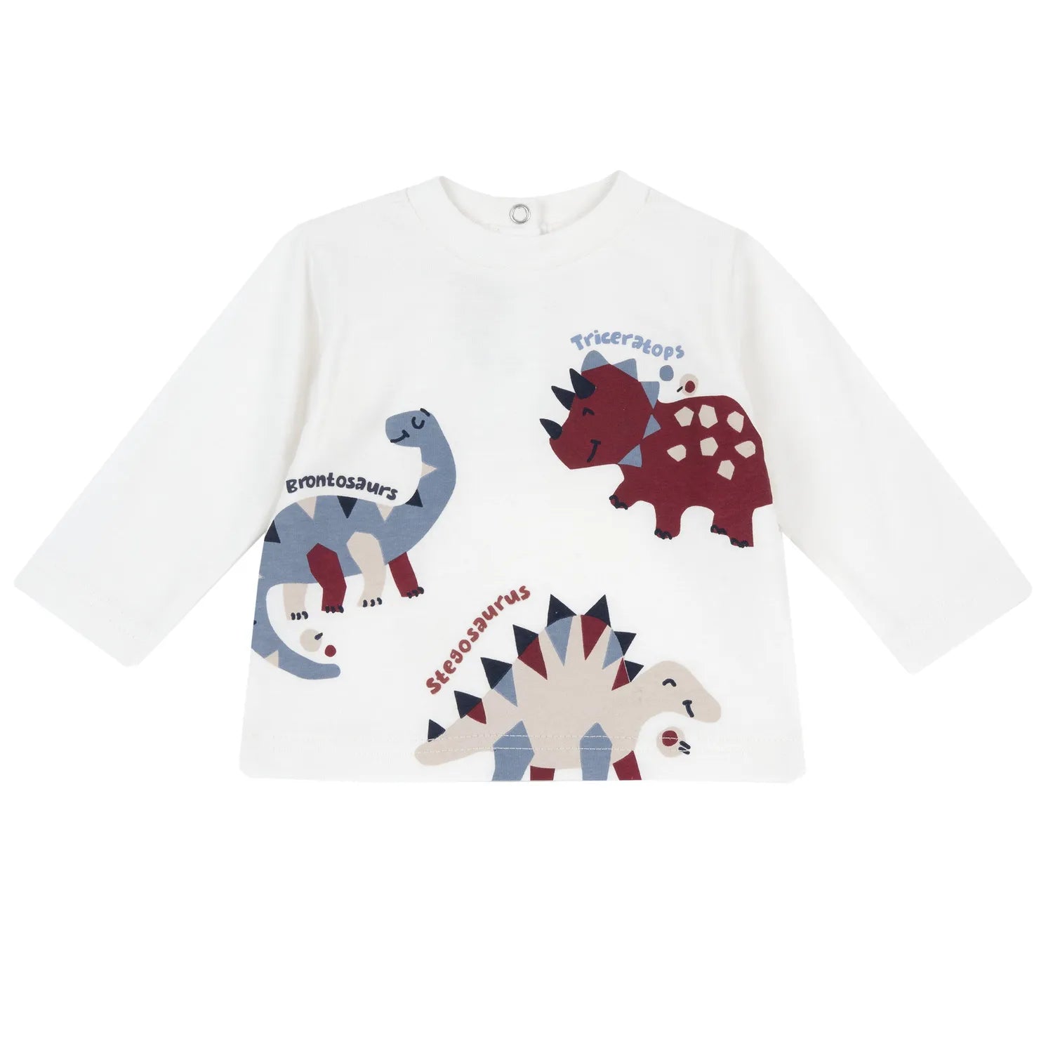 Boys White Dino Printed Long Sleeve T-shirt