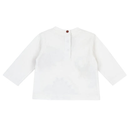 Boys White Dino Printed Long Sleeve T-shirt