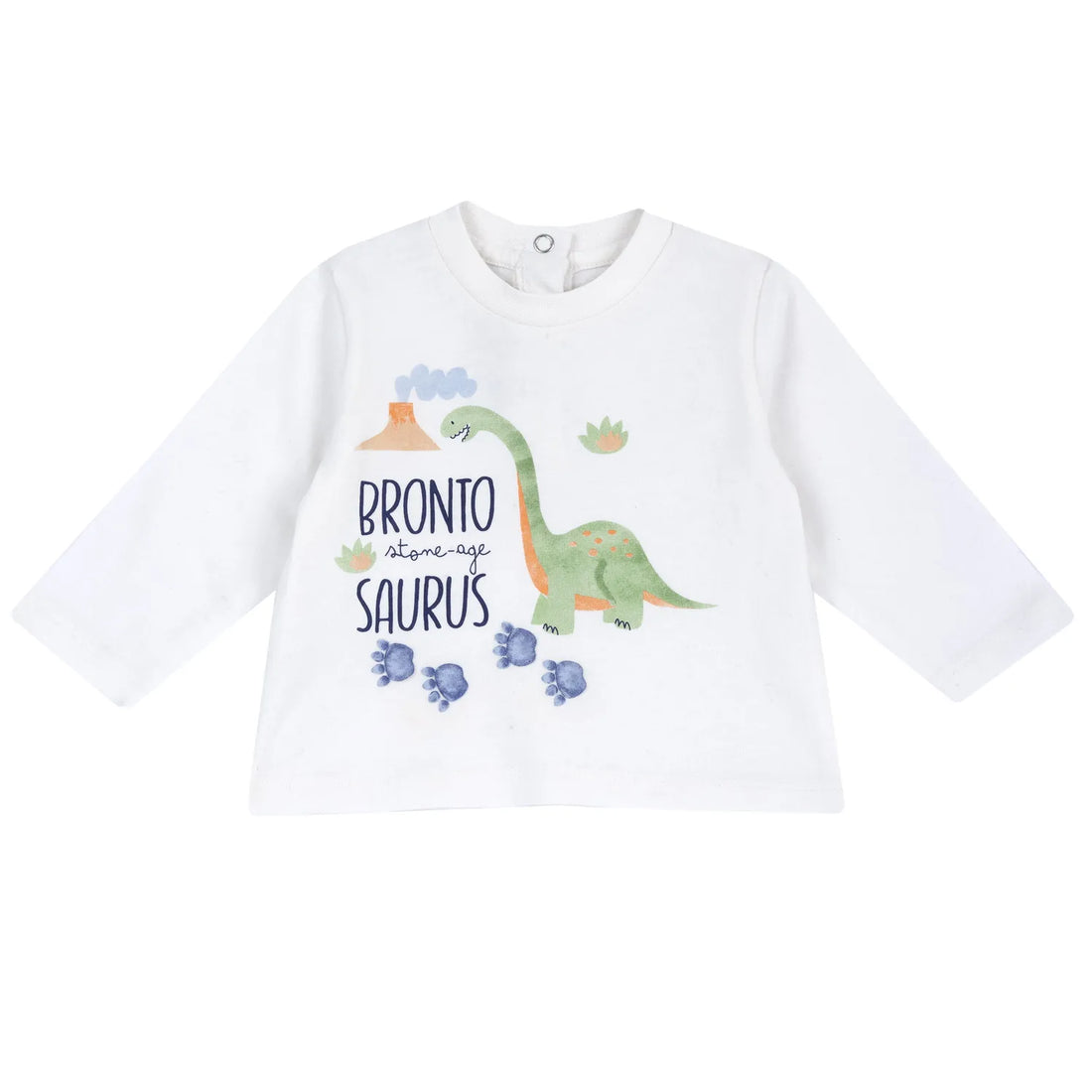 Boys White Dino Typography Printed T-shirt
