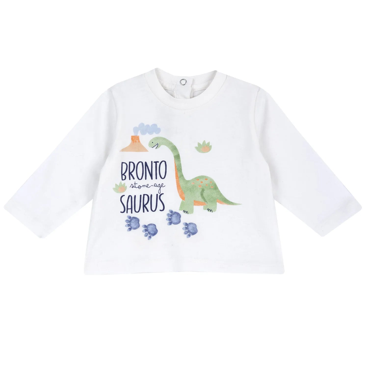 Boys White Dino Typography Printed T-shirt