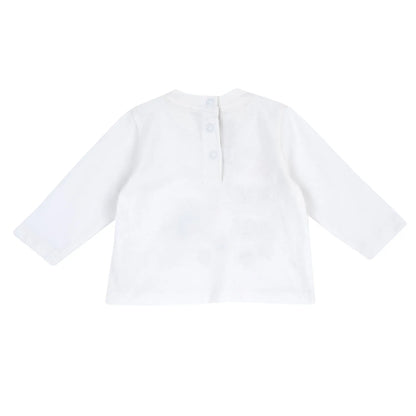 Boys White Dino Typography Printed T-shirt