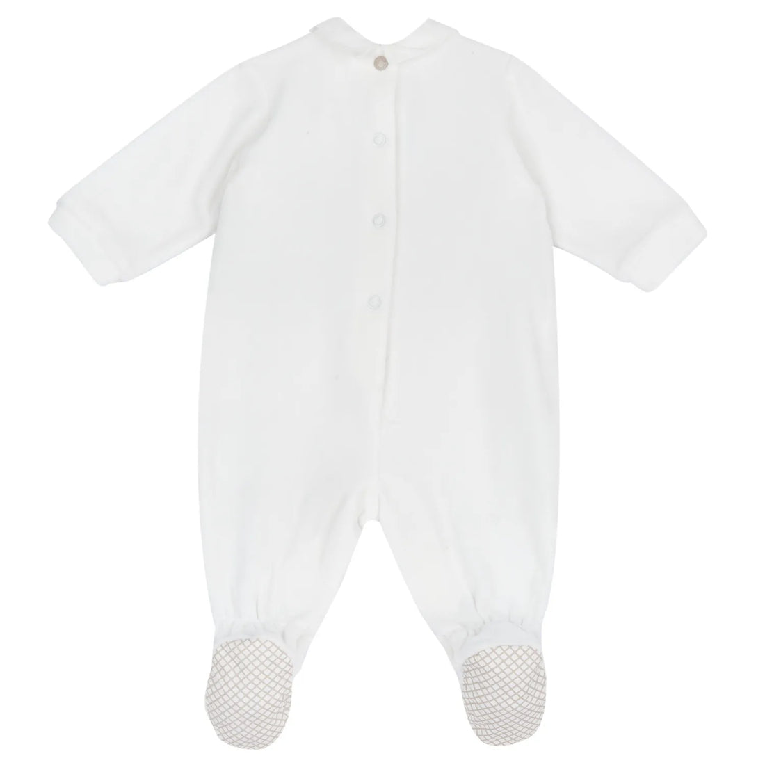 Boys White Embellished Leg Opening Babysuit
