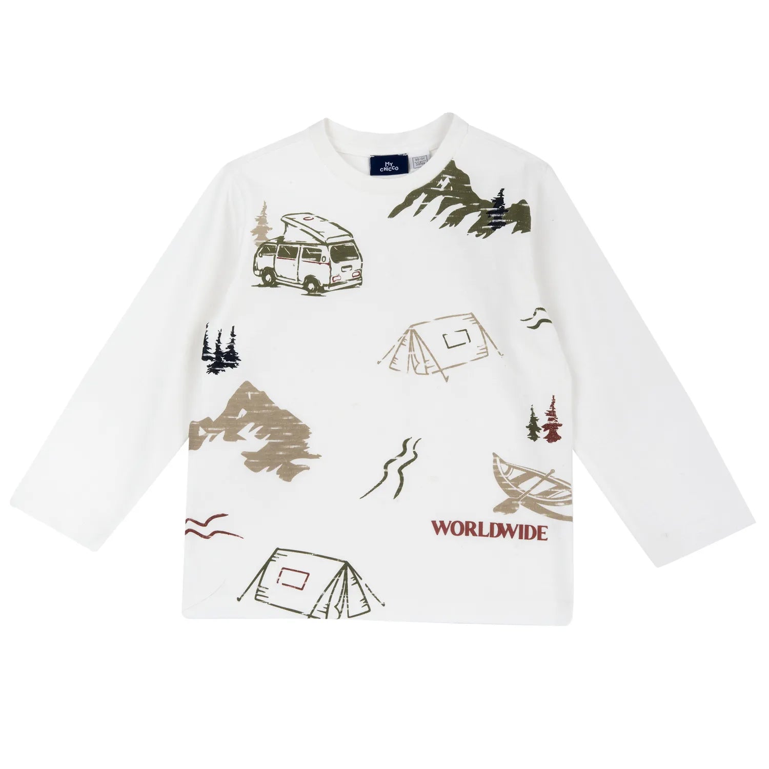Boys White Printed Long Sleeve T-shirt