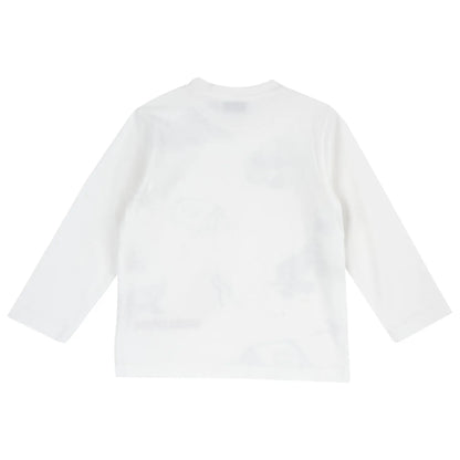 Boys White Printed Long Sleeve T-shirt