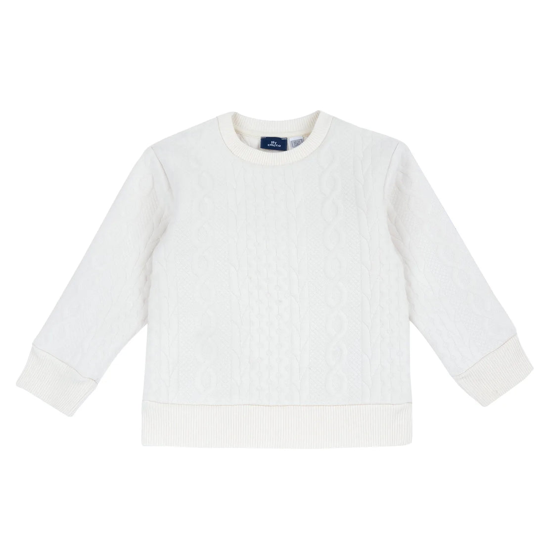 Boys White Self Design Knitted Pullover