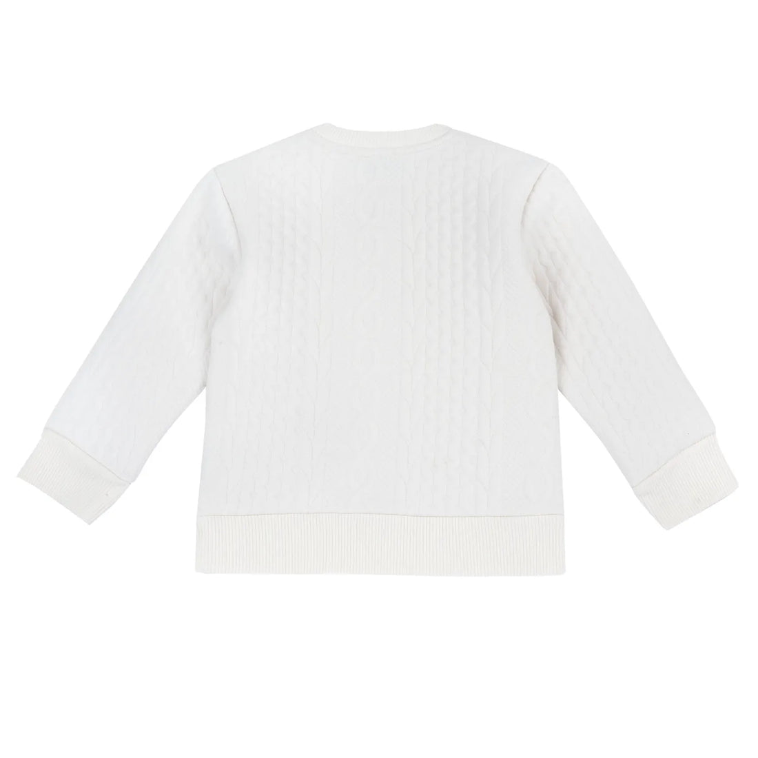 Boys White Self Design Knitted Pullover