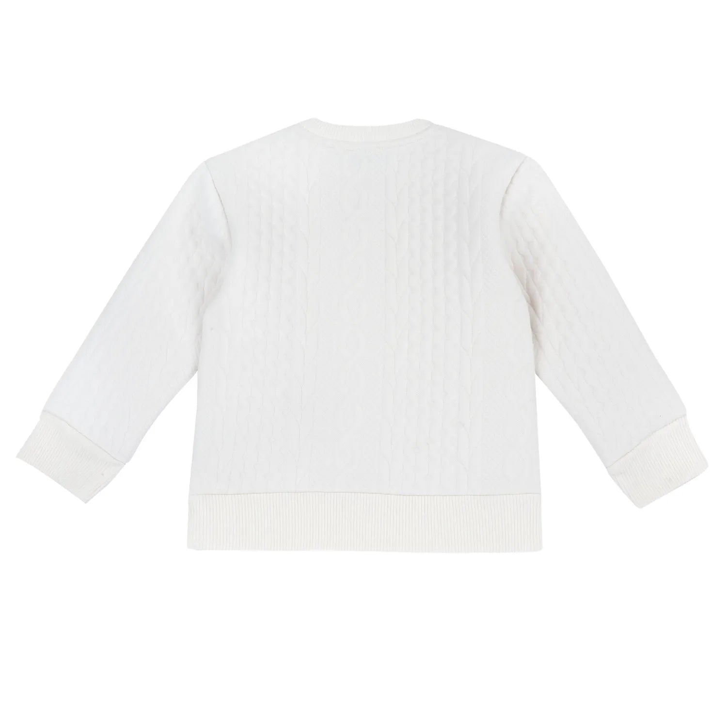 Boys White Self Design Knitted Pullover