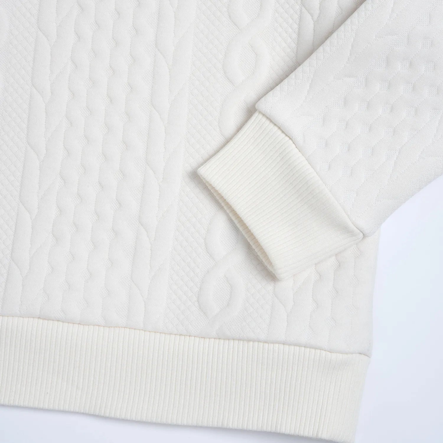 Boys White Self Design Knitted Pullover