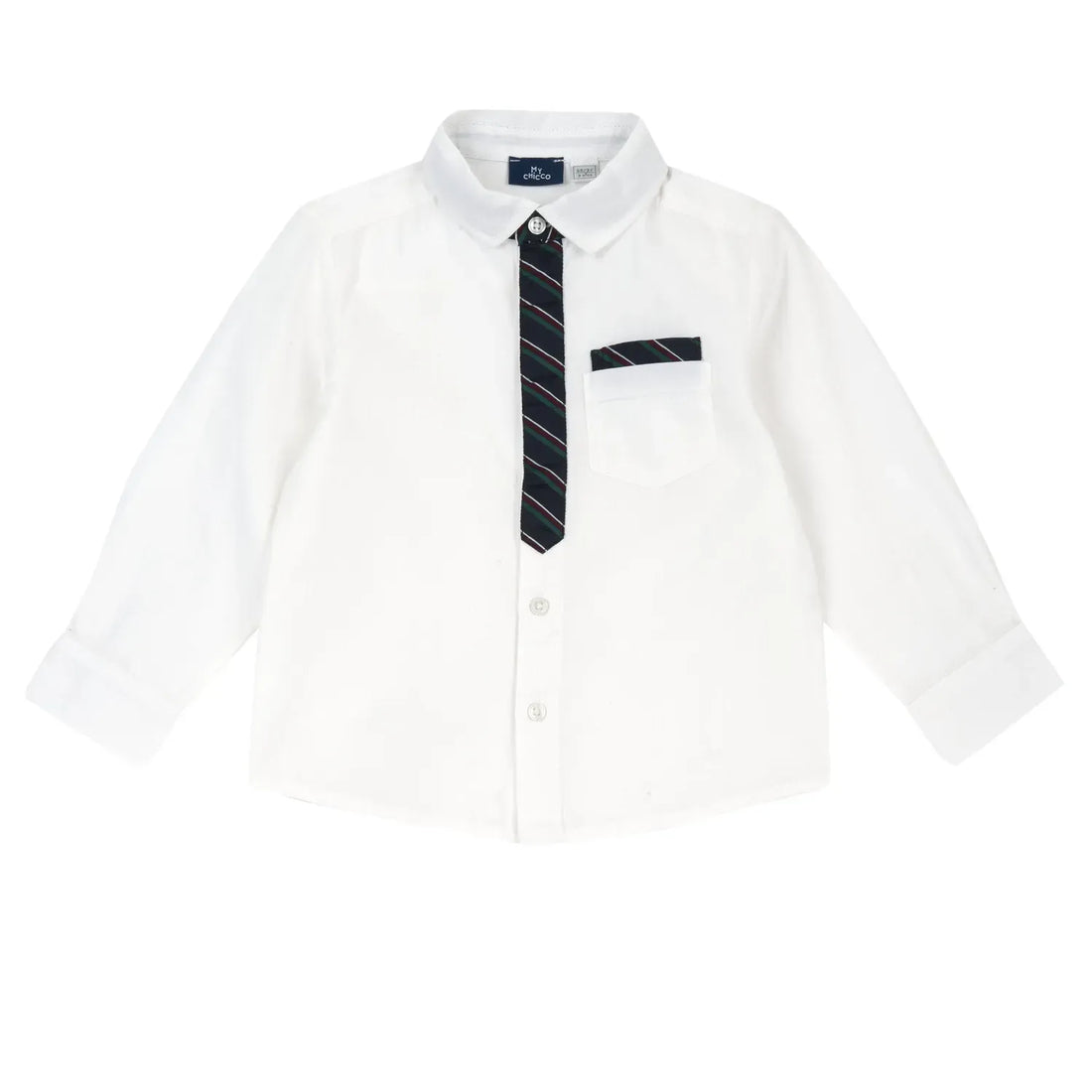 Boys White Self Design Long Sleeve Shirt