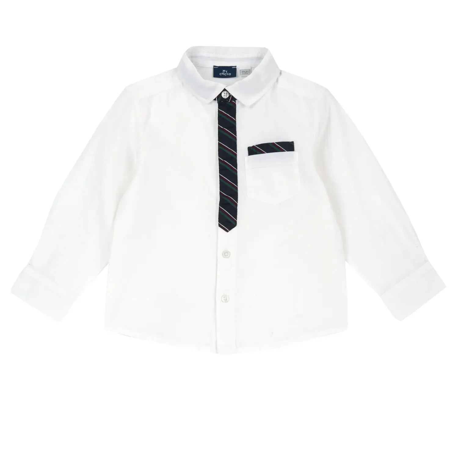 Boys White Self Design Long Sleeve Shirt