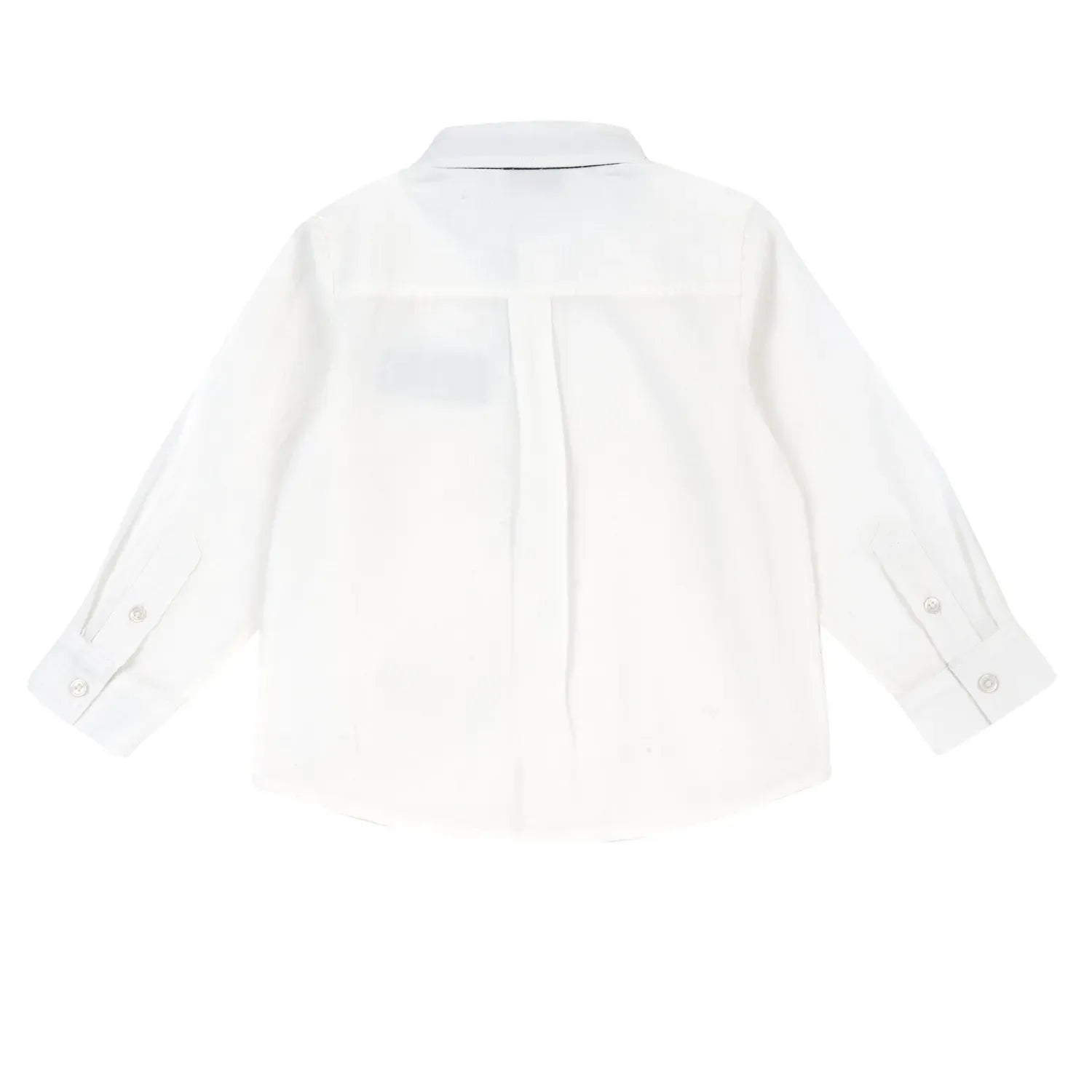 Boys White Self Design Long Sleeve Shirt