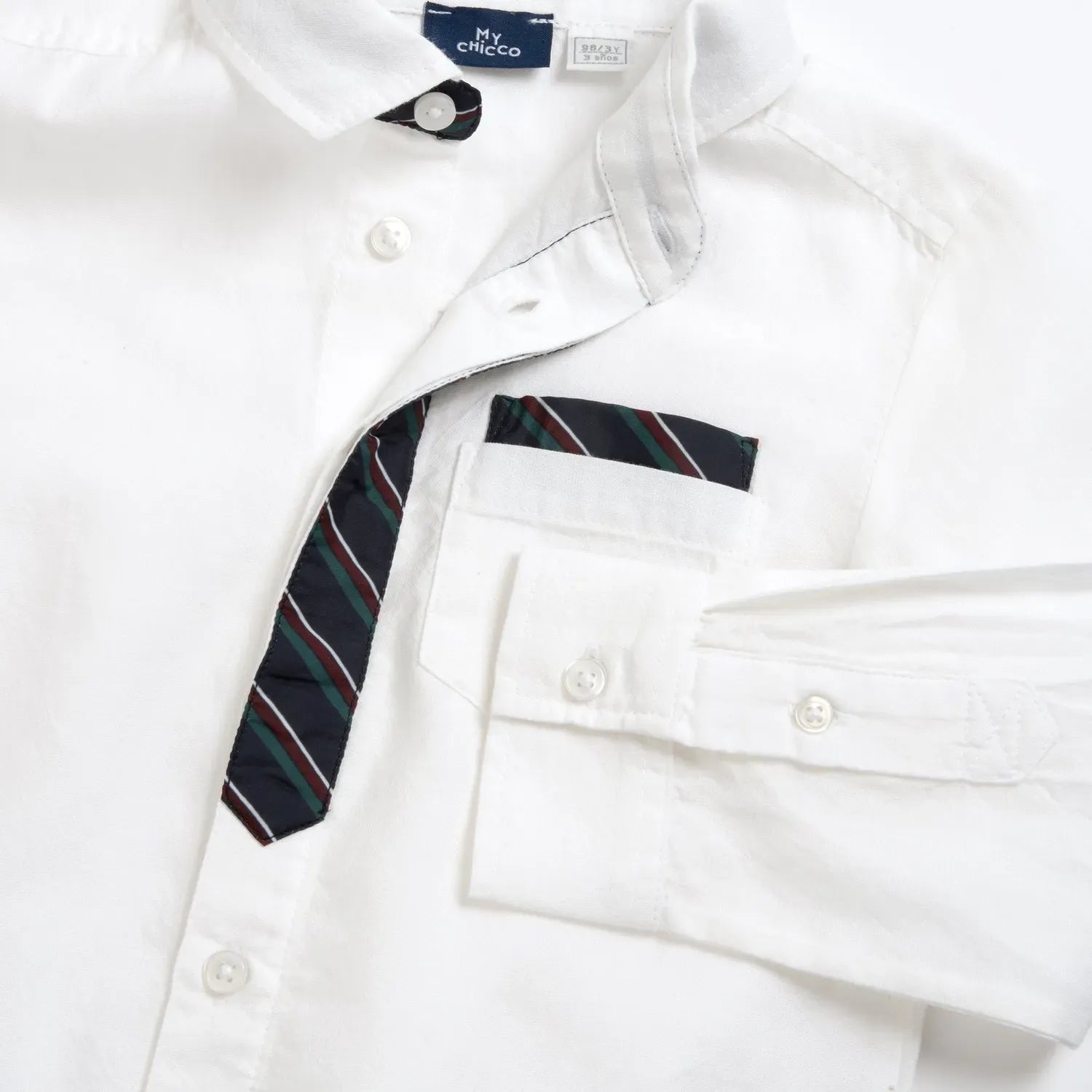 Boys White Self Design Long Sleeve Shirt