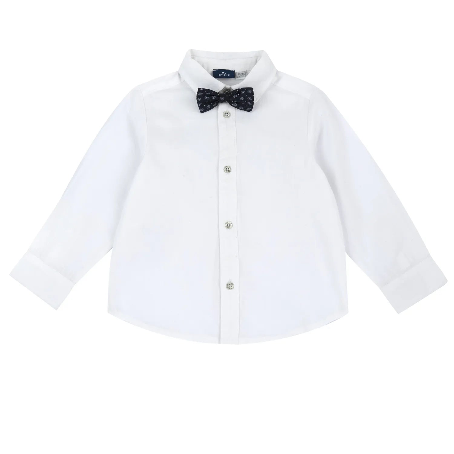 Boys White Solid Long Sleeve Shirt