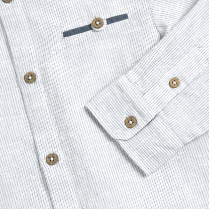 Boys White Striped Long Sleeve Shirt